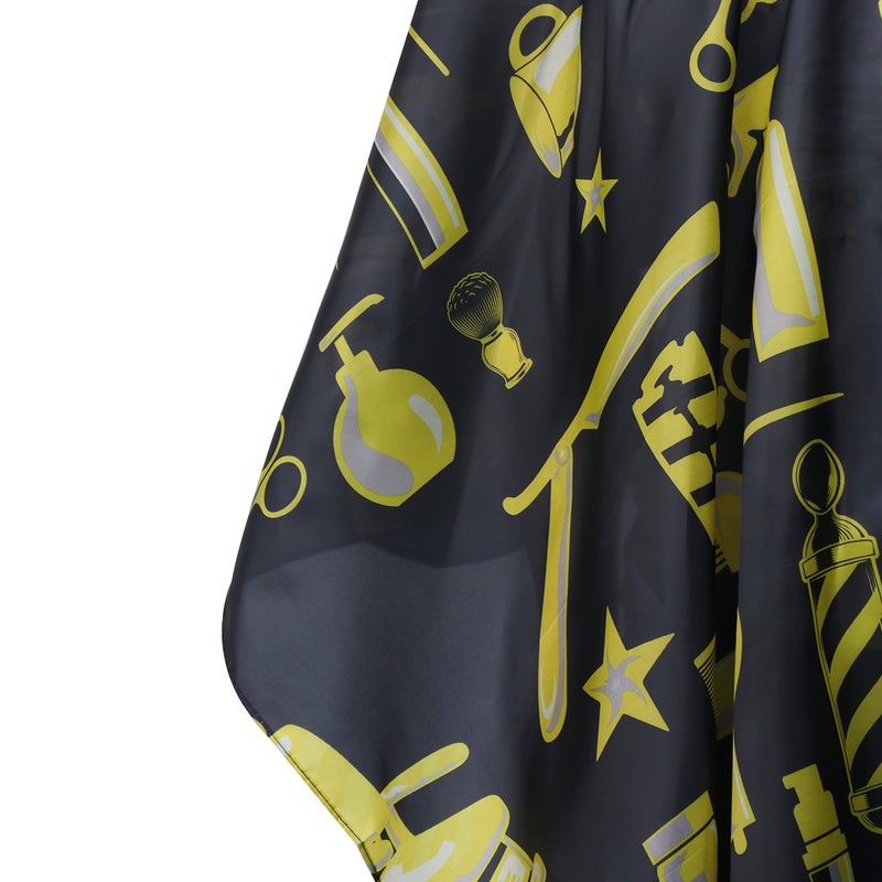 Printed Apron Hairdressing Cappa Breathable Anti-Static Hair Perming Dying Cape Haircut Apron for Baber Salon Store Home (Black) - Image 3