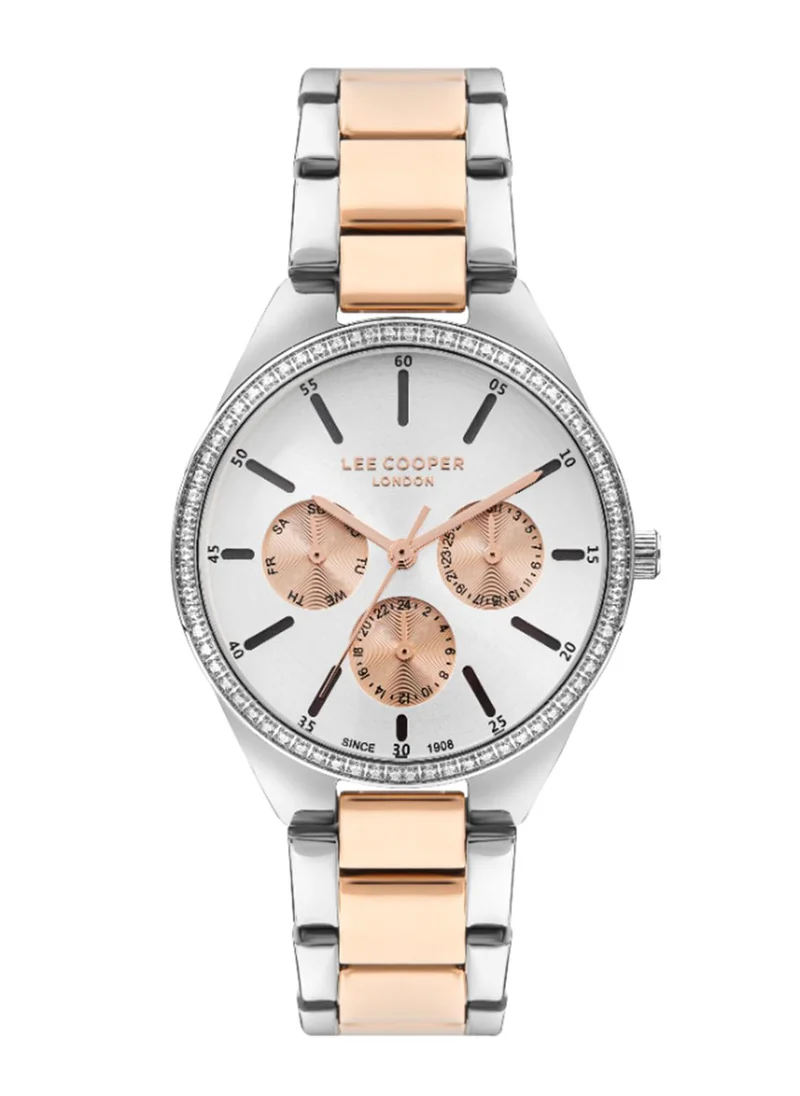 لي كوبر Lee Cooper LC07863.530 Women's Multi Function Display Watch & Metal Strap Silver/Rose Gold