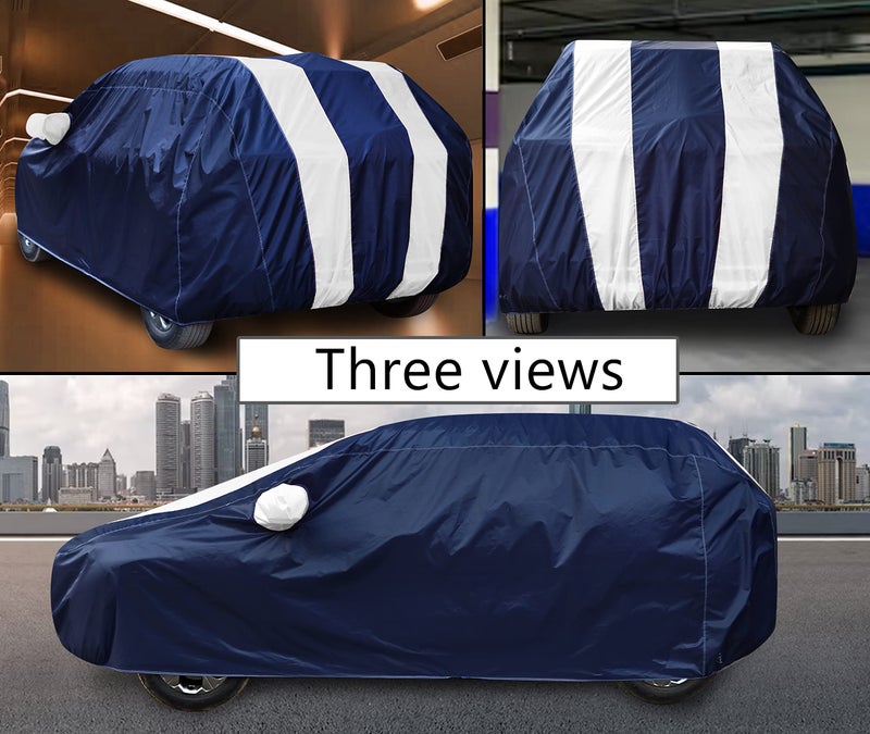Auto Hub Car Cover Compatible with Maruti S-Presso with Mirror Pocket, Water Resistant, Triple Stitched, S-Presso Car Cover, Navy-White - Image 4