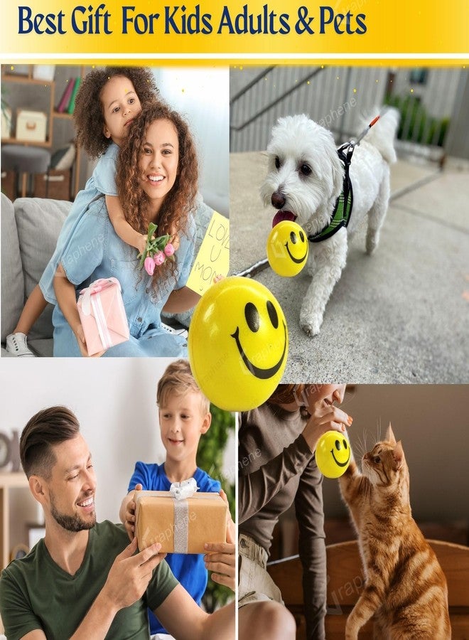 GRAPHENE 12 Pcs Soft Squeeze Squishy Smiley Foam Sponge Ball Stress Relief Yellow Emoji Happy Smiley Face Printed Standard Size Toy Hand Exercise Balls Set for Kids Adults Light Weight Non Toxic Toy - Image 5