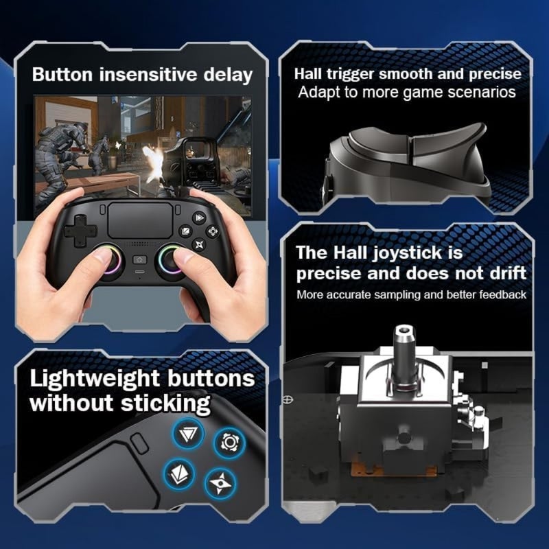 Wireless Bluetooth/Wired Controller for PS5 Controlles, VIdeogames Controller Compatible with Playstation 5, Android, PC, Smart TV, with Hall Joysticks, RGB Lighting, Microphone, Touch Pad, Macro Pro - Image 5