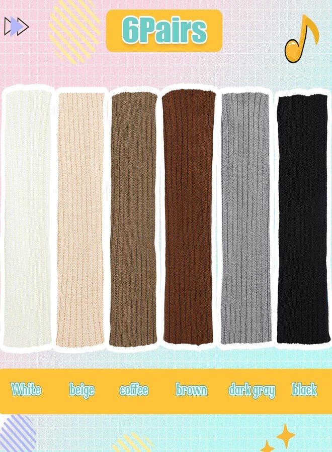 Berlune 6 Pairs Arm Kawaii Warmers Sleeves Cute Y2k Japanese Style for Women Girls Costume School, 6 Colors, Brown Color, about 11.8 inches/ 30 cm - Image 3