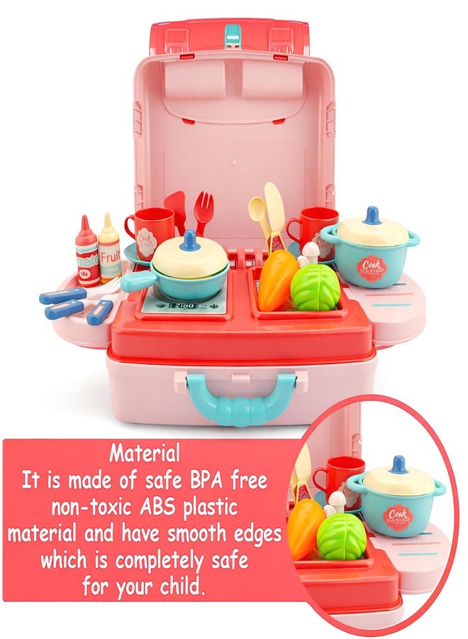 VGRASSP Little Chef Cooking Set Kitchen Play Set Toy for Kids with Utensils Vegetables Portable Storage Case - Pretend and Role Play Toy for Boys Girls Toddlers - Multicolor - Image 4