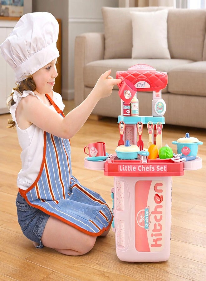 VGRASSP Little Chef Cooking Set Kitchen Play Set Toy for Kids with Utensils Vegetables Portable Storage Case - Pretend and Role Play Toy for Boys Girls Toddlers - Multicolor - Image 1