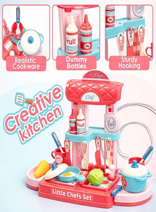 VGRASSP Little Chef Cooking Set Kitchen Play Set Toy for Kids with Utensils Vegetables Portable Storage Case - Pretend and Role Play Toy for Boys Girls Toddlers - Multicolor - Image 3