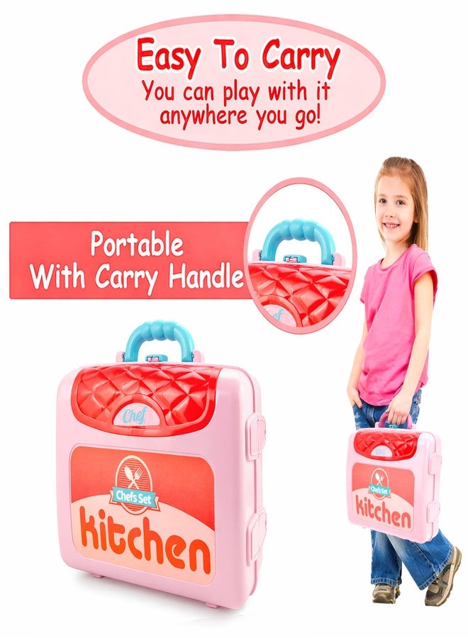 VGRASSP Little Chef Cooking Set Kitchen Play Set Toy for Kids with Utensils Vegetables Portable Storage Case - Pretend and Role Play Toy for Boys Girls Toddlers - Multicolor - Image 2