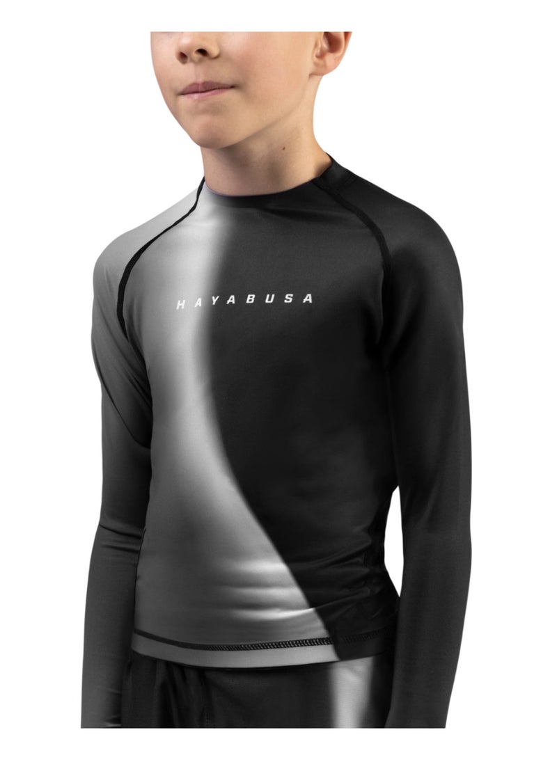 HAYABUSA Youth Longsleeve Rashguard – Black | Kids Compression Top - Image 2