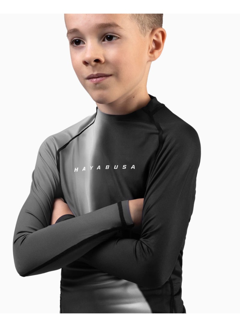 HAYABUSA Youth Longsleeve Rashguard – Black | Kids Compression Top - Image 3