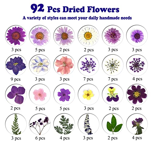 LUCISKY 92 Pcs Purple Dried Pressed Flowers Real Natural Leave Petals for DIY Resin Candle Jewelry Nail Crafts - Image 4