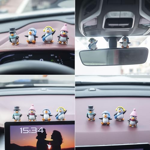 Spiaty Winter Penguin Home, Car and Office Decor Figurine (Small, Multi, Set of 4) - Image 3