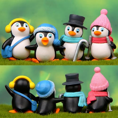 Spiaty Winter Penguin Home, Car and Office Decor Figurine (Small, Multi, Set of 4) - Image 1