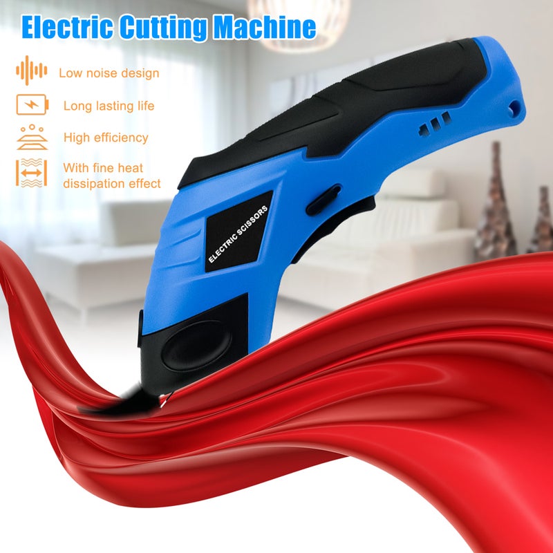 Electric Cloth Cutter: 2 Blade Heads Plastic Box, Reinforced Drop-Resistant Housing, Ergonomic Effort-Saving Handle - High-Strength Wear-Resistant Alloy Steel Blade, Push Button Anti-Accidental Start, - Image 4