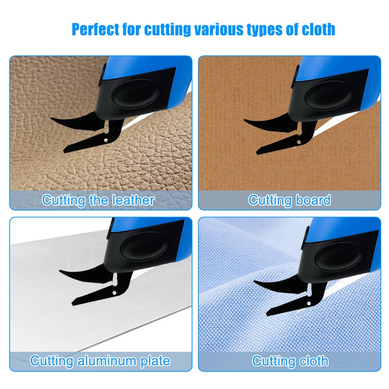 Electric Cloth Cutter: 2 Blade Heads Plastic Box, Reinforced Drop-Resistant Housing, Ergonomic Effort-Saving Handle - High-Strength Wear-Resistant Alloy Steel Blade, Push Button Anti-Accidental Start, - Image 3