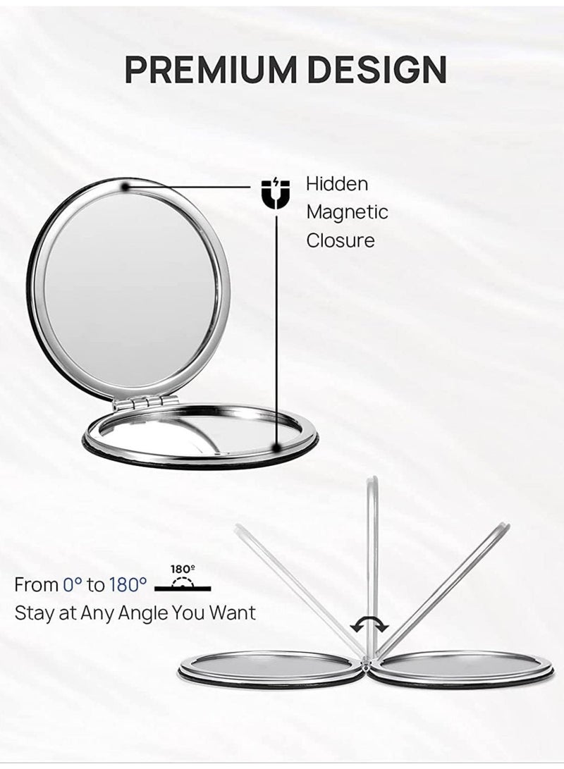 مرآة مكياج صغيرة الحجم بتصميم زهور محمولة مع سلسلة مفاتيح - Image 4