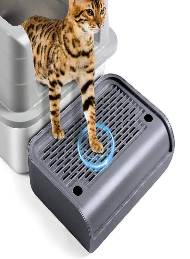 Bartuke Bartuke Cat Litter Box Step, Cat Litter Ramp Mat with Filter Function for Self-Cleaning Litter Box, Easy to Clean, Cats Pedal Step Stool Ideal for Kitten & Elderly Cats (Dark Grey) - Image 1
