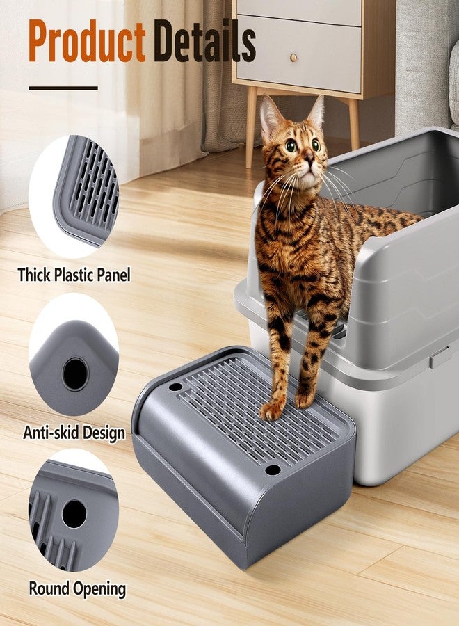 Bartuke Bartuke Cat Litter Box Step, Cat Litter Ramp Mat with Filter Function for Self-Cleaning Litter Box, Easy to Clean, Cats Pedal Step Stool Ideal for Kitten & Elderly Cats (Dark Grey) - Image 4