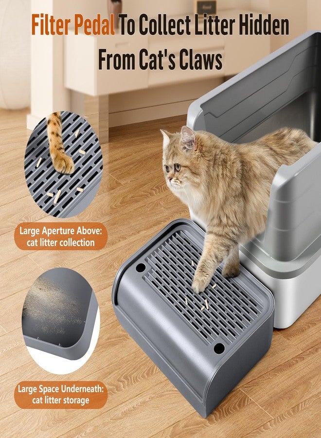 Bartuke Bartuke Cat Litter Box Step, Cat Litter Ramp Mat with Filter Function for Self-Cleaning Litter Box, Easy to Clean, Cats Pedal Step Stool Ideal for Kitten & Elderly Cats (Dark Grey) - Image 3