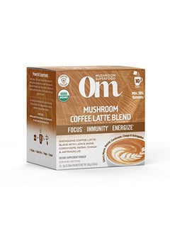 Om Mushroom Superfood Coffee Latte Blend Mushroom Powder Single Serve 10 Count Lion Mane Cordyceps Reishi Chaga Energy & Mental Clarity Support Supplement  - Image 1