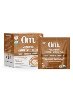 Om Mushroom Superfood Coffee Latte Blend Mushroom Powder Single Serve 10 Count Lion Mane Cordyceps Reishi Chaga Energy & Mental Clarity Support Supplement  - Image 2