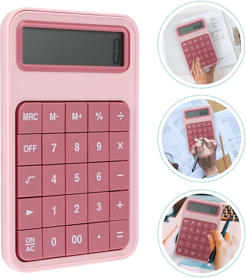 Didiseaon Digit Portable Electronic Calculator with Large LCD Display Standard Function Office Desk Calculator for School Home Business Use Lightweight Abs Acrylic Material Pink - Image 5