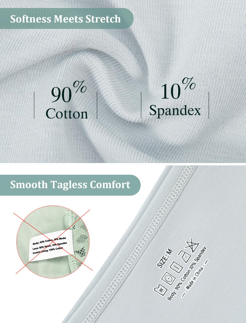 voenxe Thongs for Women Cotton Underwear,Breathable Soft Panties,Ladies Workout Undies Comfortable,Moisture Wicking thong,Athletic Tangas Stretch 5 Pack Basics - Image 3