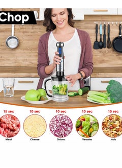 DSP 4 IN 1 Hand Blender,Immersion Blender Handheld for Kitchen,Emulsion Blender Handheld with Titanium Blades,1500W Electric Hand Mixer with BPA Free Attachments:Chopper Bowl,Whisk,Measuring Cup,KM1172  - Image 4