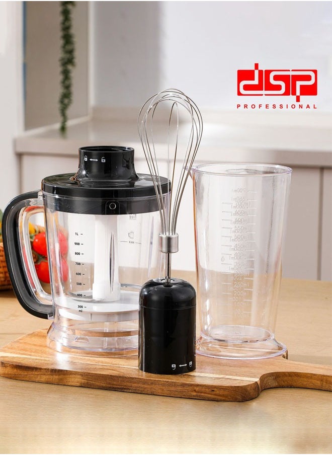 DSP - 4 IN 1 Hand Blender,Immersion Blender Handheld for Kitchen,Emulsion Blender Handheld with Titanium Blades,1500W Electric Hand Mixer with BPA Free Attachments:Chopper Bowl,Whisk,Measuring Cup,KM1172 - Image 1