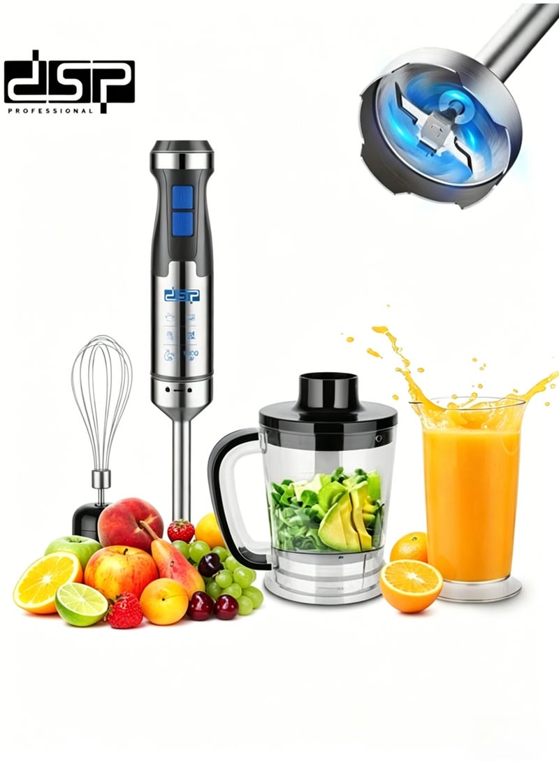 DSP 4 IN 1 Hand Blender,Immersion Blender Handheld for Kitchen,Emulsion Blender Handheld with Titanium Blades,1500W Electric Hand Mixer with BPA Free Attachments:Chopper Bowl,Whisk,Measuring Cup,KM1172 - Image 1