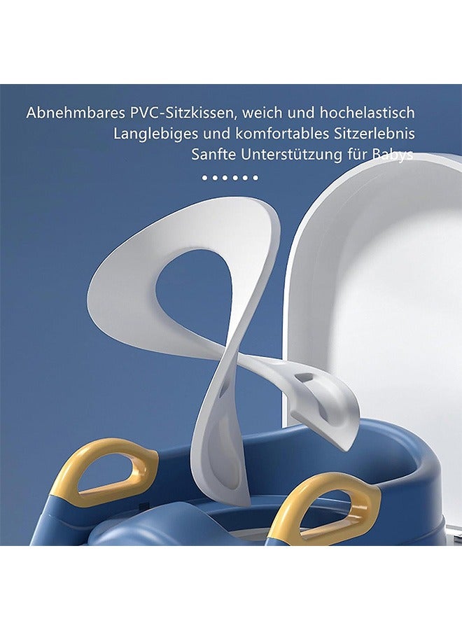 Potty Training Seat with Step Stool, 2 in 1 Trainer Toilet with PVC Cushion, Adjustable Height Toilet Training Seat, Children's Toilet for Most Standard Toilets - Image 3