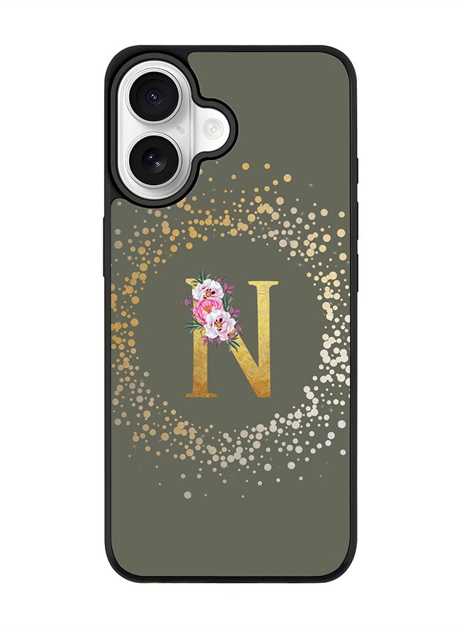 Stylizedd iPhone 17 Case, [Compatible with MagSafe] Slim Magnetic cover Phone Case iPhone 17 -Custom Monogram Floral - N  (Olive Green ) - Image 1