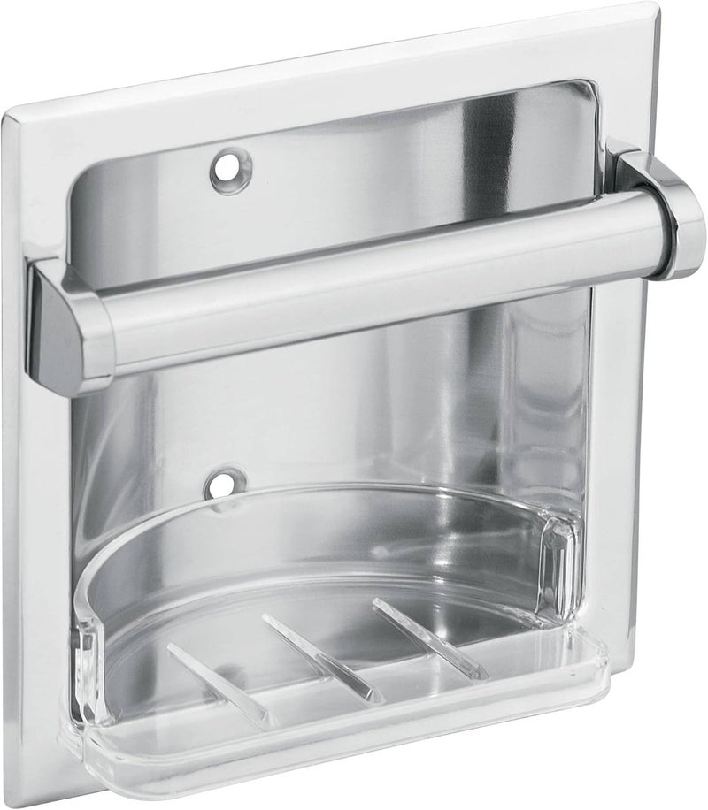 Moen Donner Commercial Recessed Soap Holder with Plastic Tray, Chrome Finish - Image 1
