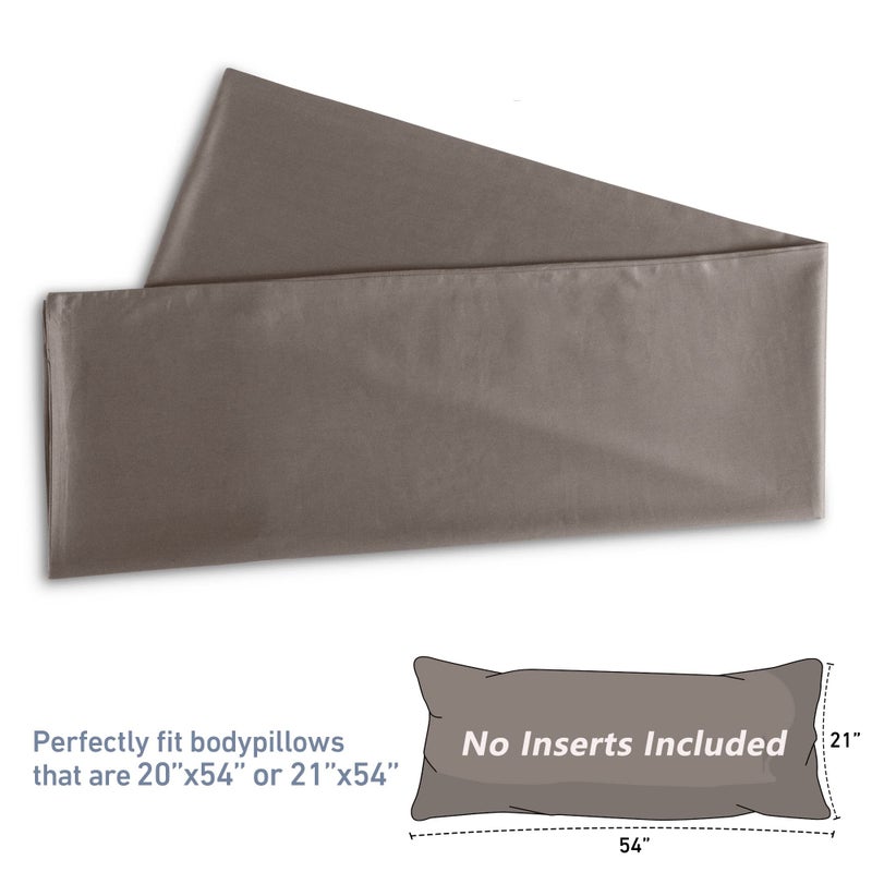 Leeden Body Pillow Cover, 100% Cotton, 800 Thread Count, Soft Breathable Long Pillow Case, Envelope Closure (Light Taupe,21"x 54") - Image 3