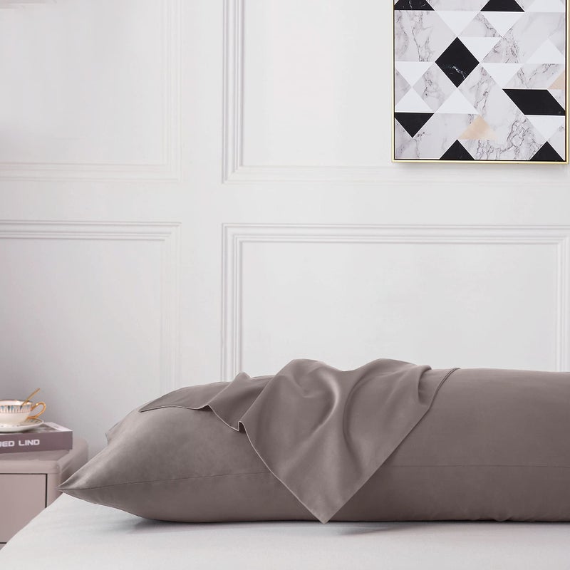 Leeden Body Pillow Cover, 100% Cotton, 800 Thread Count, Soft Breathable Long Pillow Case, Envelope Closure (Light Taupe,21"x 54") - Image 2