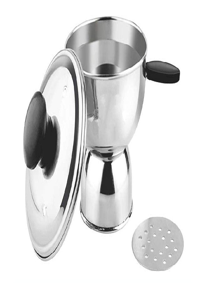 Trendmad Stainless Steel Puttu Maker & Puttu Maker Pressure Cooker Top, Steel Puttu Maker 300ml, Silver - Image 1