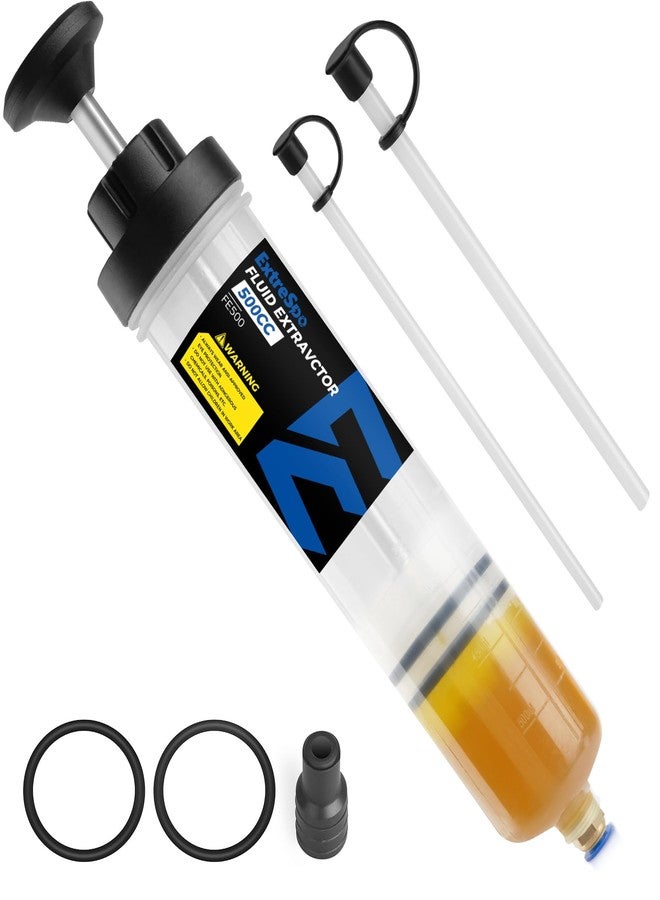 ExtreSpo 500CC Fluid Extractor, Fluid Syringe Pump, Oil Extractor for Cars Ships Engines Lawn Mowers Fluid Extraction and Filling, with 2 Transparent Hose - Image 1