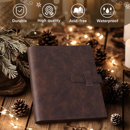 Artmag Photo Album 4x6 200 Photos, Thick Leather Cover Picture Album with 30 PCS Kraft Writing Paper Holds 200 Horizontal Photos for Family Wedding Anniversary (Brown) - Image 4