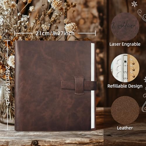 Artmag Photo Album 4x6 200 Photos, Thick Leather Cover Picture Album with 30 PCS Kraft Writing Paper Holds 200 Horizontal Photos for Family Wedding Anniversary (Brown) - Image 2