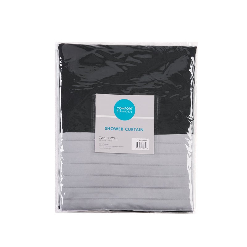 Comfort Spaces Windsor Bathroom Shower Pieced Ruffle Pattern Modern Elegant Microfiber Fabric Bath Curtains, 72x72, Black - Image 5