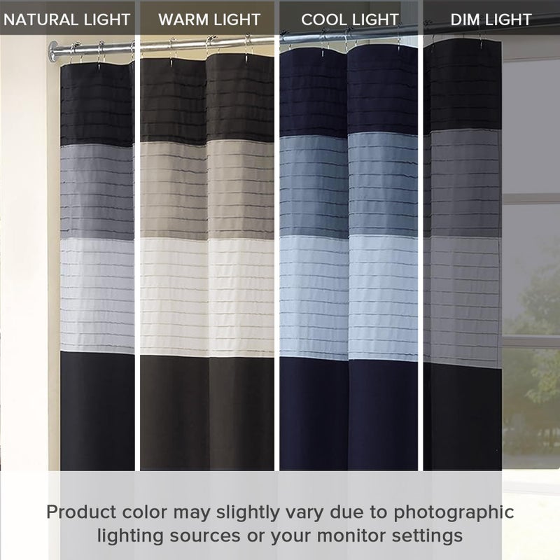 Comfort Spaces Windsor Bathroom Shower Pieced Ruffle Pattern Modern Elegant Microfiber Fabric Bath Curtains, 72x72, Black - Image 3