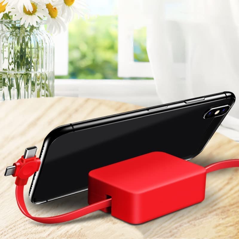 comfrt Three in One Charging Cable Roll - 2022 [New] USB Cable Multiple Charger - Creative Portable 3-in-1 Mobile Phone Charger - for IP/Android/Type-C/Micro-USB (Green) - Image 4