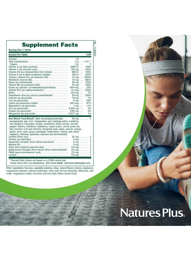 Nature's Plus فيتامينات متعددة قابلة للمضغ للبالغين من ناتشرز بلس 90 قرص نباتي بنكهة الفواكه الحمراء الاستوائية مكمل غذائي طبيعي لصحة عامة وطاقة خالية من الغلوتين 90 حصة - Image 5