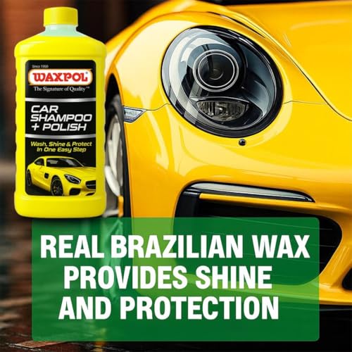 Waxpol Car Shampoo + Polish Wash & Wax | pH Balanced Concentrated Formula| High Gloss Wet Shine | Smooth Finish | No Water Spots| Snow Foam Car & Bike Wash 300 ml - Image 2