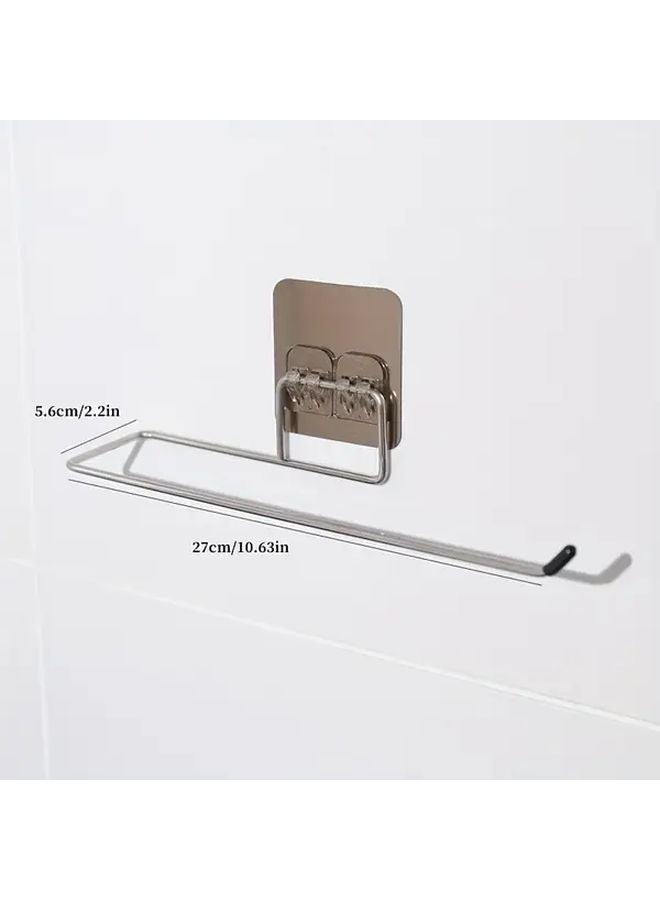 Silvery White Wall Mounted Toilet Paper Holder and Towel Rack Bathroom Kitchen Storage - Image 5