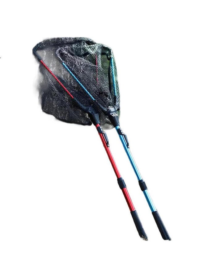 Grsaed Fishing Landing Net Head Rod Integrated Triangular Landing Net Set, Aluminum Alloy Portable Fish Scoop, Foldable Landing Net, 90Cm, Red - Image 3