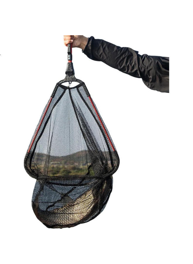 Grsaed Fishing Landing Net Head Rod Integrated Triangular Landing Net Set, Aluminum Alloy Portable Fish Scoop, Foldable Landing Net, 90Cm, Red - Image 1