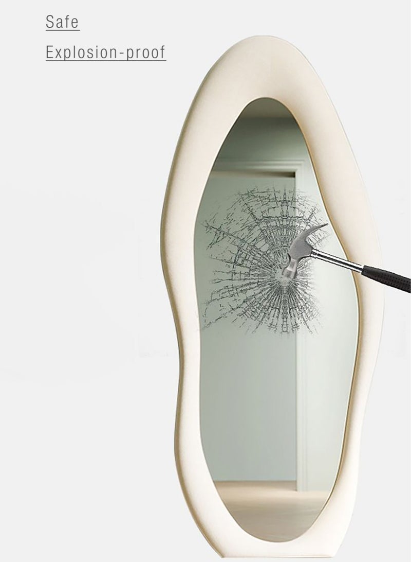 Nelly Velvet Full Length Mirror Leaning Against Wall Large Irregular Bedroom Mirror Floor Mirror Dressing Mirror Wall Mounted Mirror Offwhite Colour Size H180xW80cm