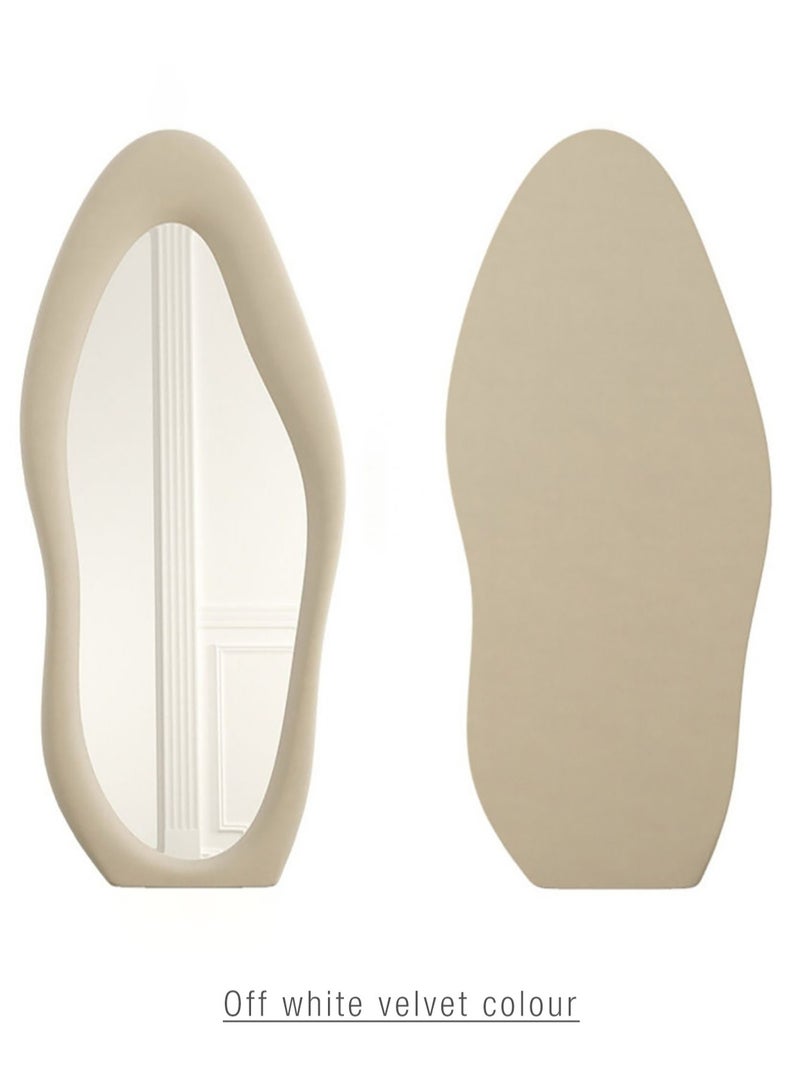 Nelly Velvet Full Length Mirror Leaning Against Wall Large Irregular Bedroom Mirror Floor Mirror Dressing Mirror Wall Mounted Mirror Offwhite Colour Size H180xW80cm