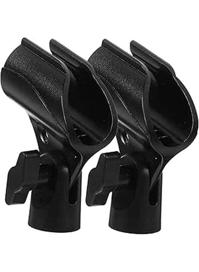 2 Pack Black Microphone Clip Holders For Wireless Mic Stand Clamp - Image 1