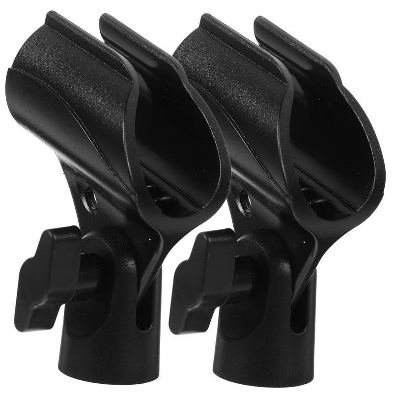 2 Pack Black Microphone Clip Holders For Wireless Mic Stand Clamp - Image 2