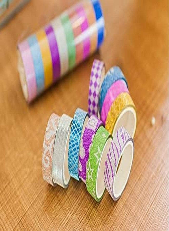 ABAJ colourful Decorative Adhesive Glitter Tape Rolls, Length 3m Each, Set of 10 (Colors As Per Availability) - Image 3